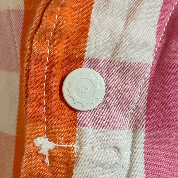 big bud press short sleeve jumpsuit orange-pink plaid - Picture 3 of 4